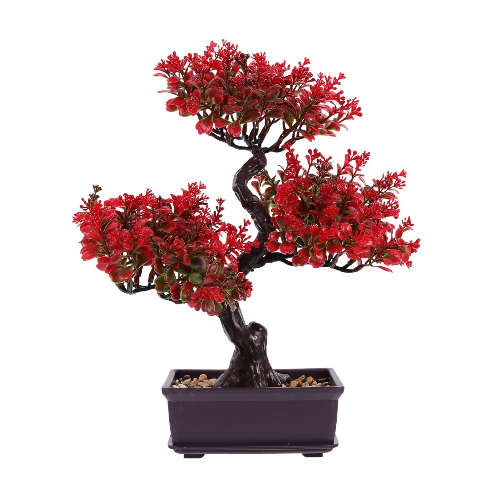 HCZKIUJY Bonsai Fake Potted Plants Artificial Bonsai Tree Faux Plants Tree Simulation Guest Garden Table Decor Plant (Red)