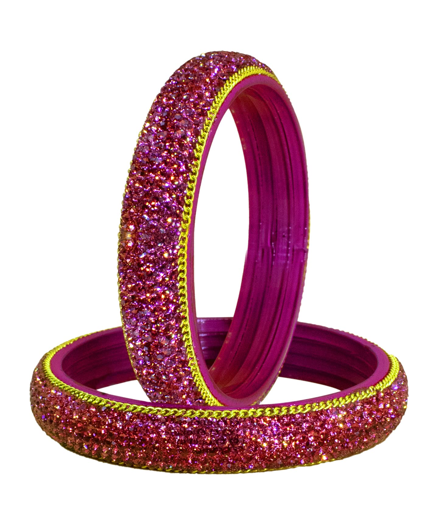 Pink Color Glass Kada with Zircon Gemstone Chain Studded Bangles for Women & Girls/CNCL (Pink, Large 2-8) (B0BZ3ZBBXS) Amazon Price History, Amazon Price Tracker