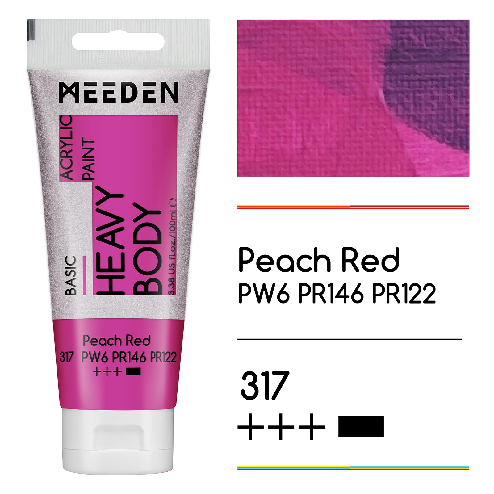 Amazon.com: MEEDEN Acrylic Paint Peach Red: 100ml/3.38oz x 2 with