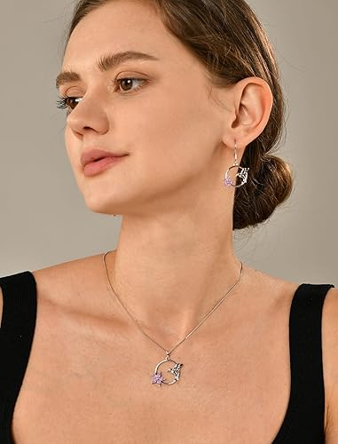 Miniatura 2 de YL Collar de colibrí de plata de ley con colgante de flores y piedras preciosas para mujer