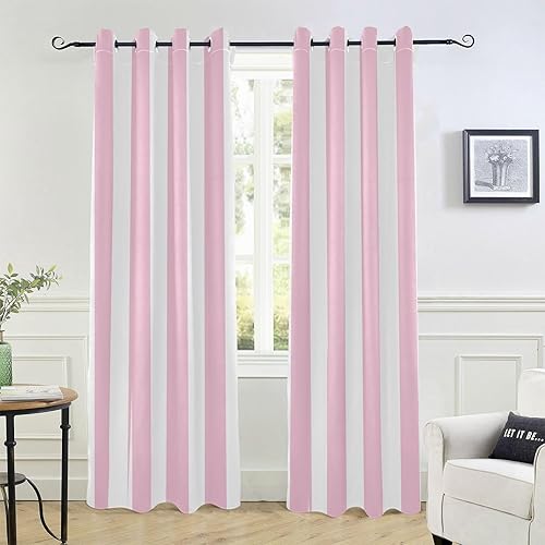 Cortina opaca rosa con patrón de rayas de 84 pulgadas, 1 pieza, cortinas opacas para dormitorio y sala de estar, divisores de habitación, cortinas