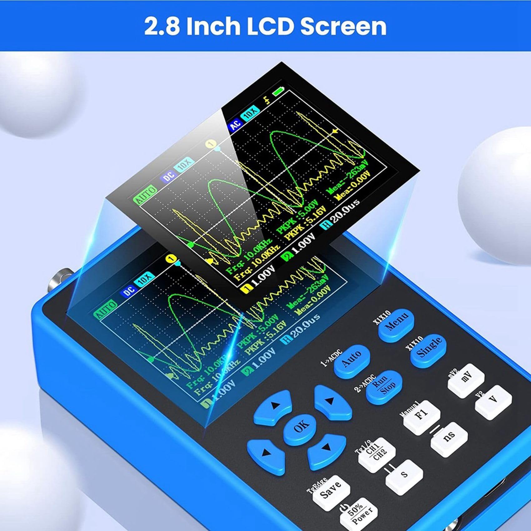Oscilloscope 2 canaux 120 MHz avec spectre et déclencheur