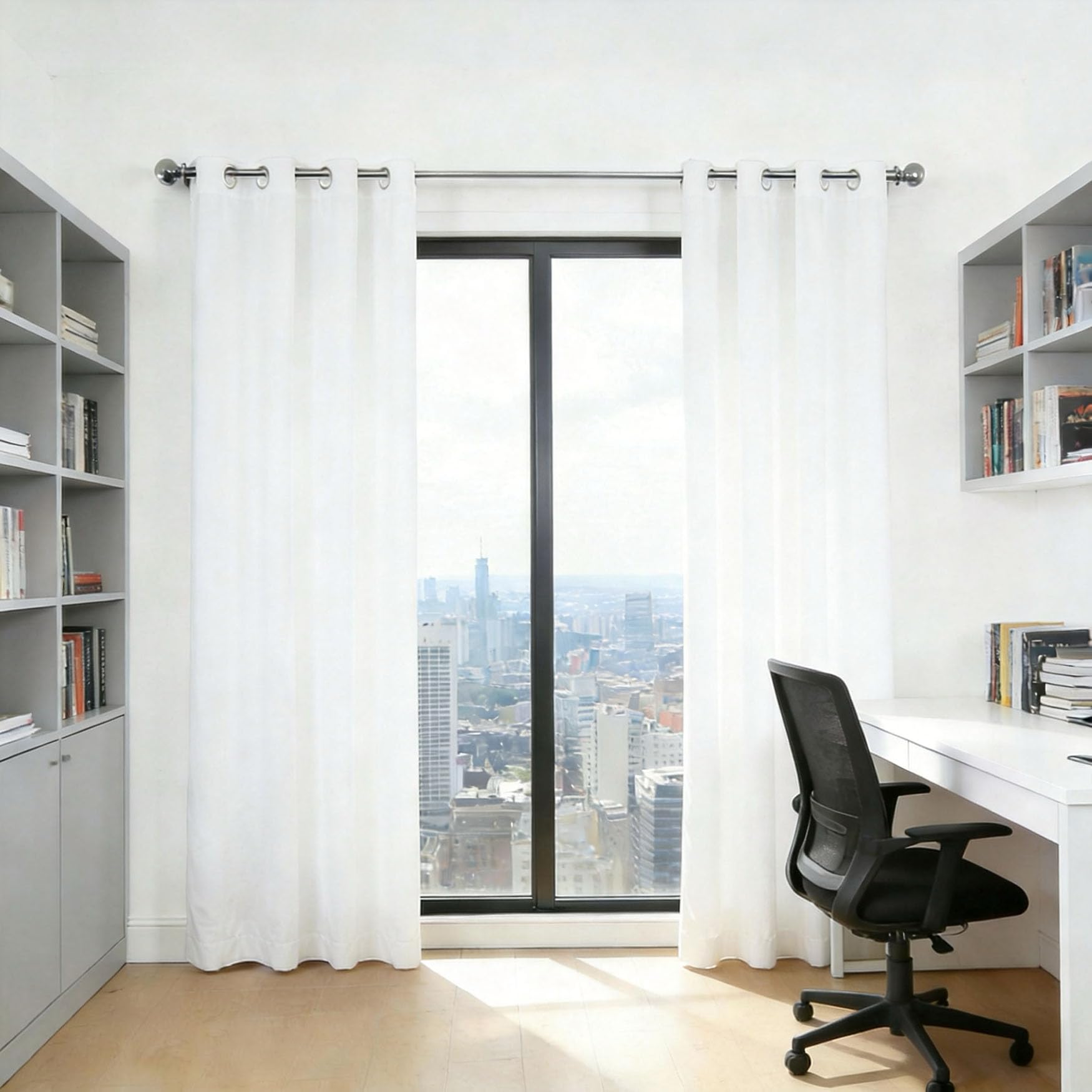 Rideau thermique blanc 210 x 235 cm opaque à oeillets pour fenêtre de chambre