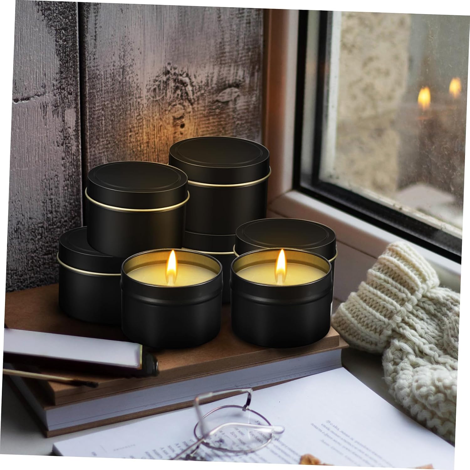 24pcs Candle Making Jars Black Candle Jars Lids Empty Round Tins for DIY Projects