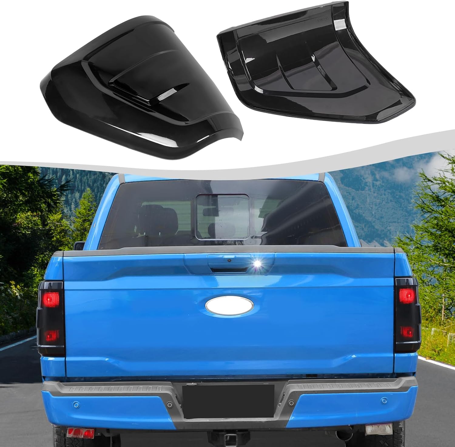 Tail Light Taillight Rear Light Cover Trim Compatible with Ford F150 2021-2025+(Smoked Black)