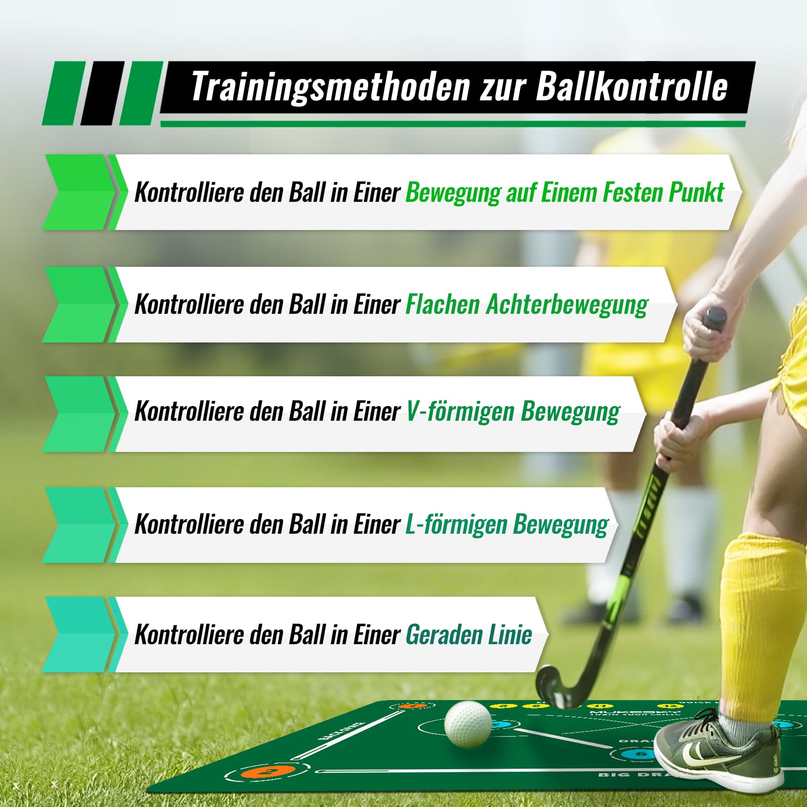 Hockey Trainingsmatte 150 x 90 cm für Stickhandling & Dribbling