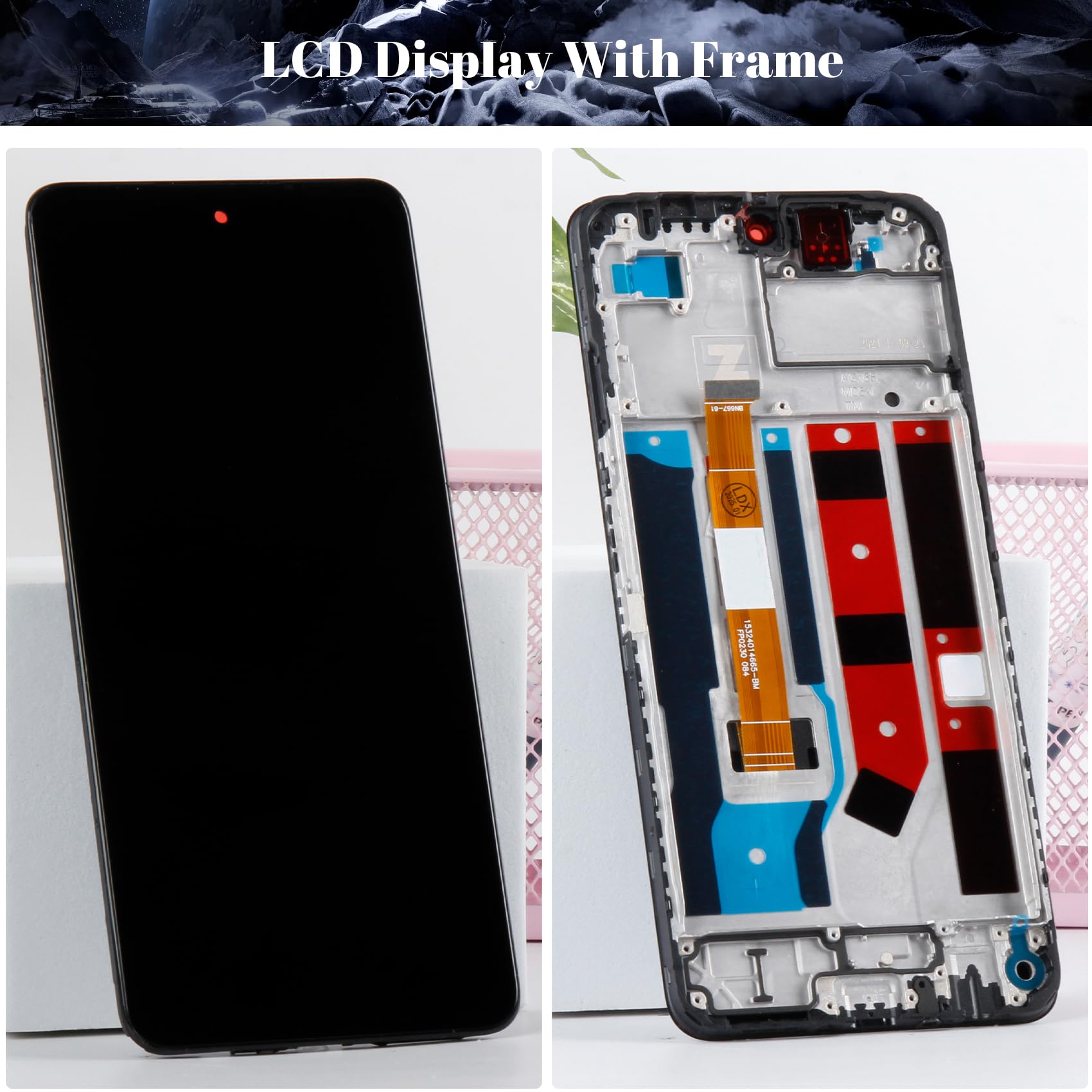 Display Lcd Per Oppo A60 Cph2631 Touch Screen Schermo Vetro Con Frame Nero.1.20.223.gp.6052