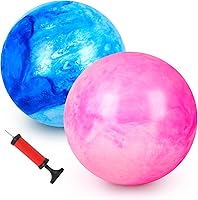 AmorPresent 2-Pack 8.7 Inch Marbleized Inflatable Playground Balls - Bouncy Rubber Kickballs & Giant Dodgeballs for Kids Indoor Outdoor Games