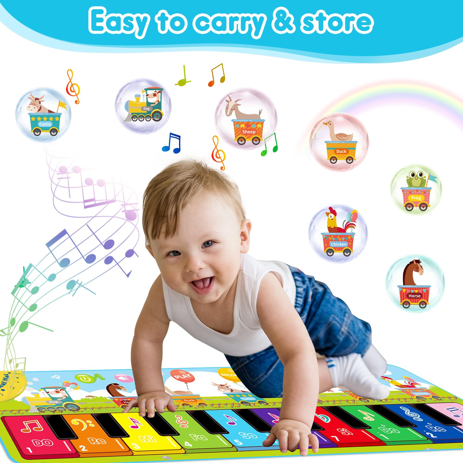 ZLPBAO Alfombra Piano Bebé con 7 Animales, alfombrar Baile Musical para Niños 1-5 Años, Regalos de Cumpleaños y Navidad