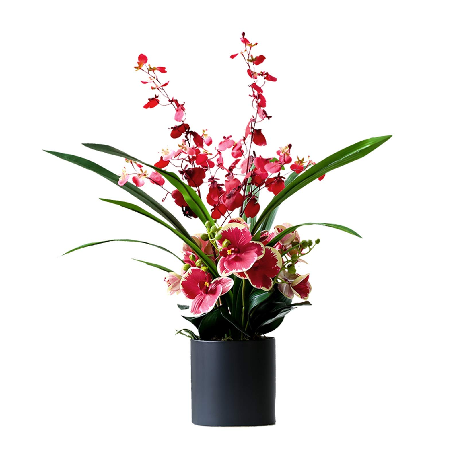 IUokLU Artificial Flower Artificial Plants Artificial Butterfly Orchids - Faux Orchid Flowers Real Touch Phalaenopsis Orchids Potted with Vase,Simulation Butterfly Flowers Bonsai for Home