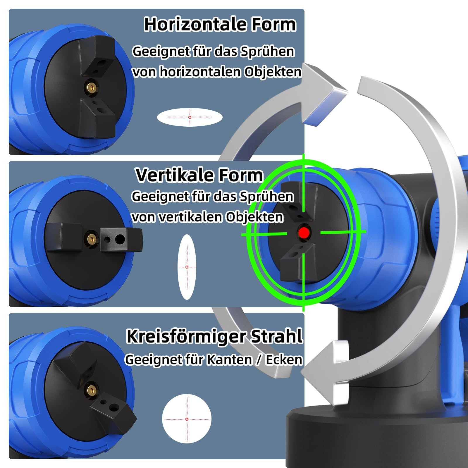 Elektryczny pistolet natryskowy do farby, akumulatorowy system natryskowy 21 V, pistolet natryskowy z 3 wzorami i 4 dyszami, 1000 ml, elektryczny pistolet lakierniczy HVLP 600 W, elektryczny pistolet