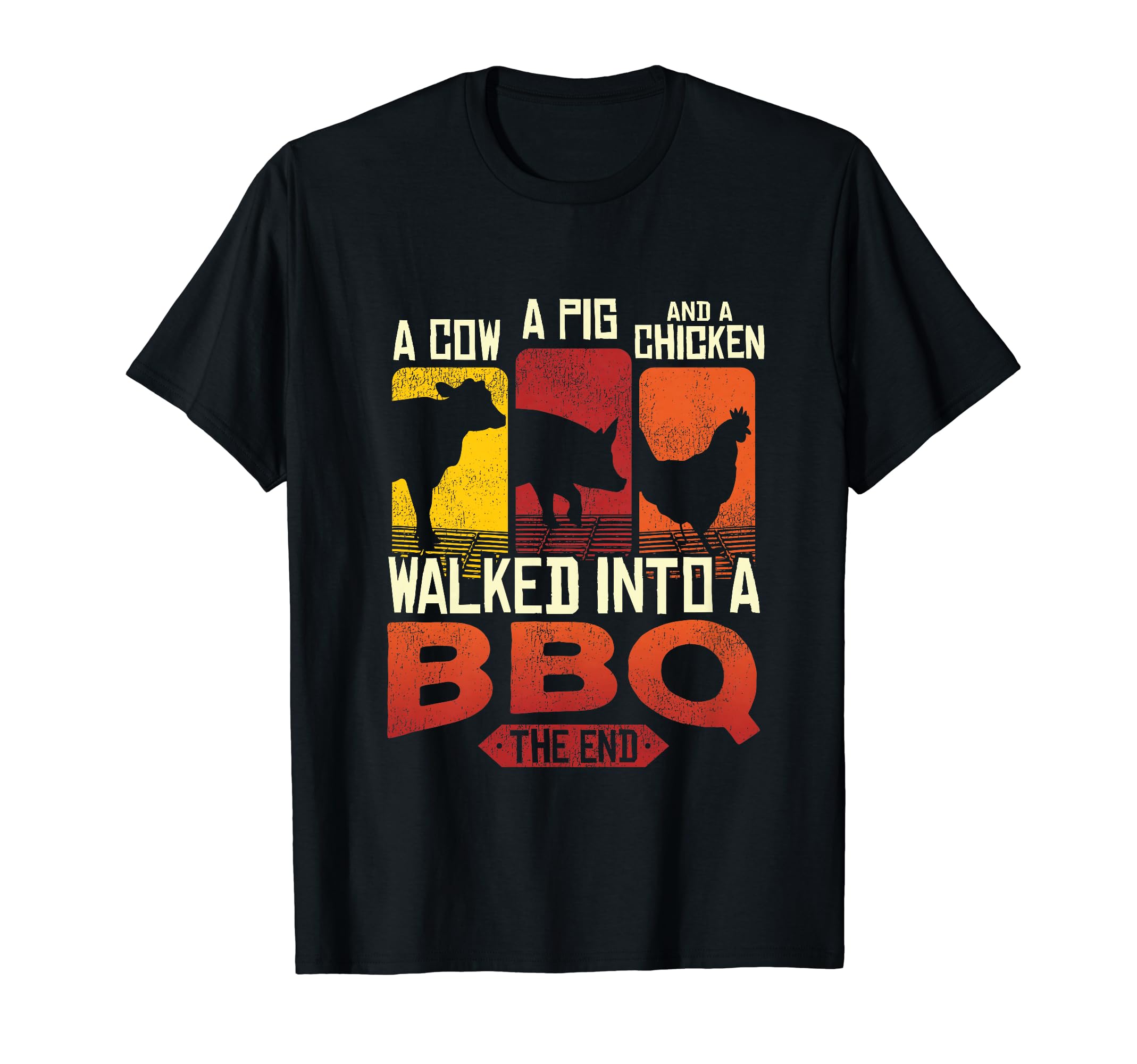 Barbecue Lover Cow Pig Chicken Walked Into BBQ Vintage Funny T-Shirt