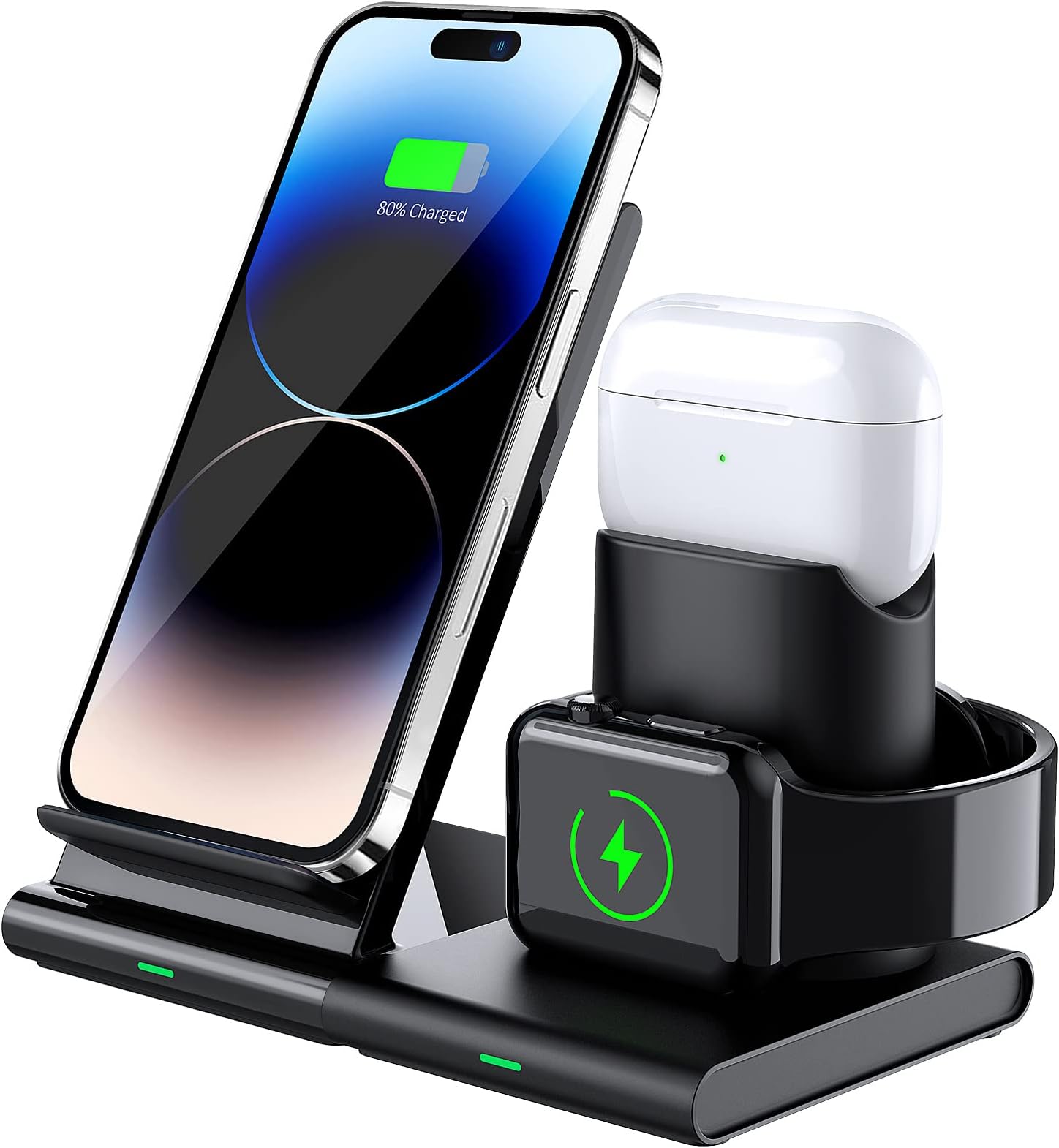 Hoidokly Wireless Charger Stand, 3 in 1 Fast Wireless Charging Station Dock for iPhone 14/13/12/11/Pro/Pro Max/XS/XR/X/8, Charger Stand for iWatch 8/7/6/5/4/3/2/SE, Airpod Pro/3/2