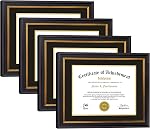 8.5x11 Diploma Frames Certificate Document Frame with Real Glass, 1 Pack Diploma Frame for Wall Gallery or Tabletop display, Black Gold Molding,Without Mat
