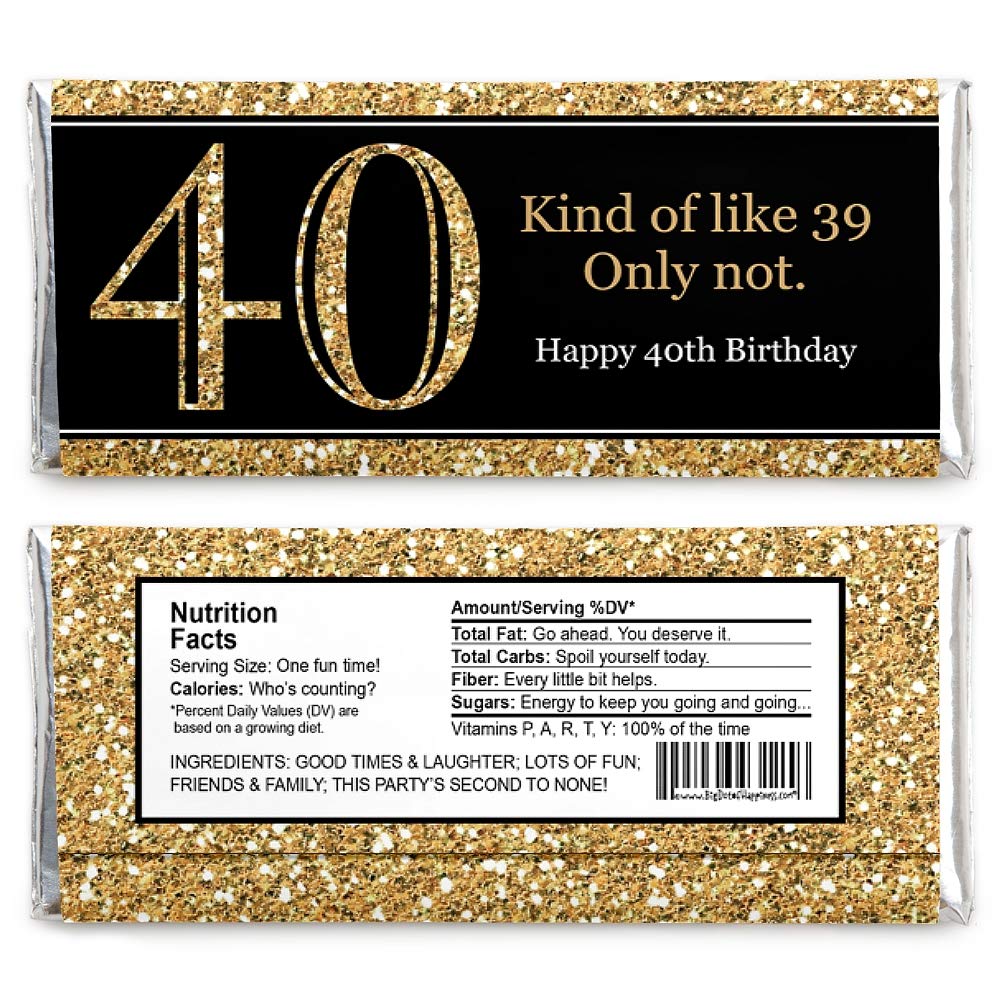 Amazon.com: Big Dot of Happiness Adult 40th Birthday - Gold Candy