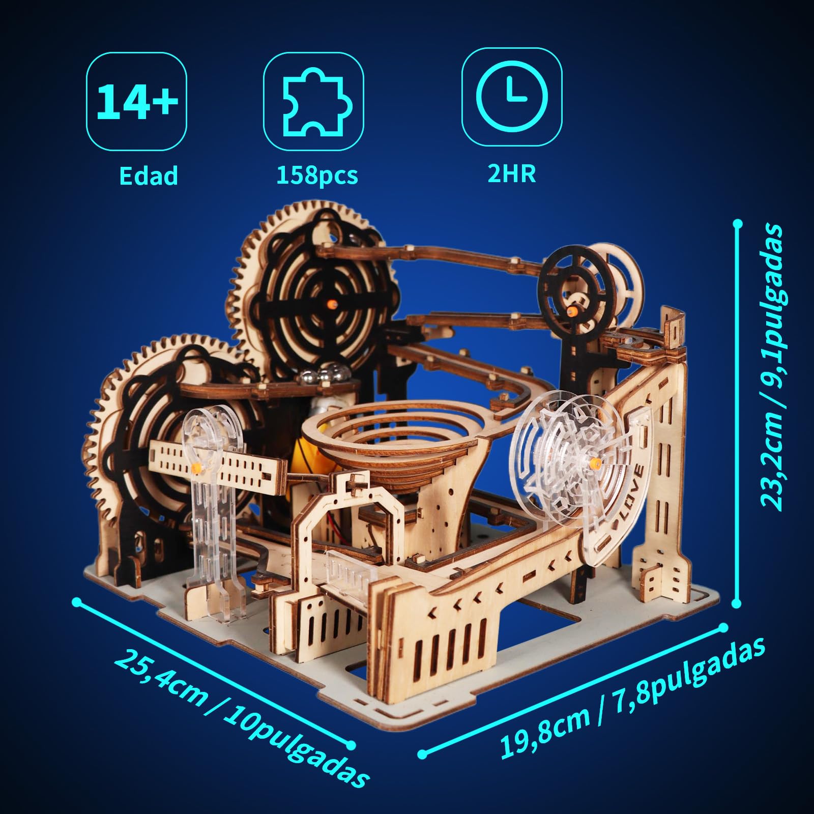 MUSIC PARK Manualidades y Maquetas para Construir Adultos Pista de canicas Puzzle 3D Madera Rompecabezas Adultos con Dos Rutas Creativas Regalo Ideal para Hombres y Adolescentes