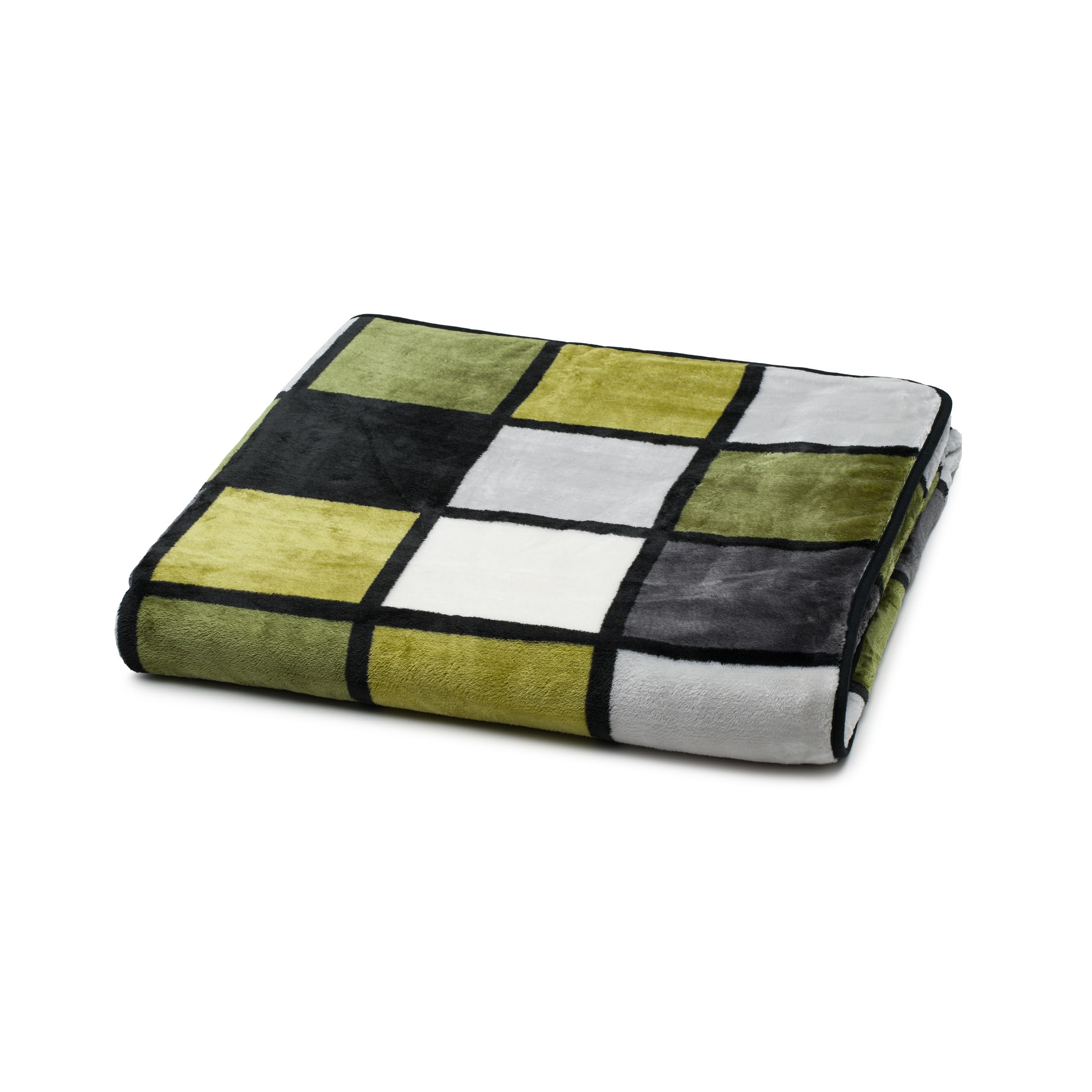 Gözze - Weiche Kuscheldecke, Cashmere Feeling, Hohes Stoffgewicht 500 g/m², Antigua, 150 x 200 cm - Grün/Anthrazit/Weiß