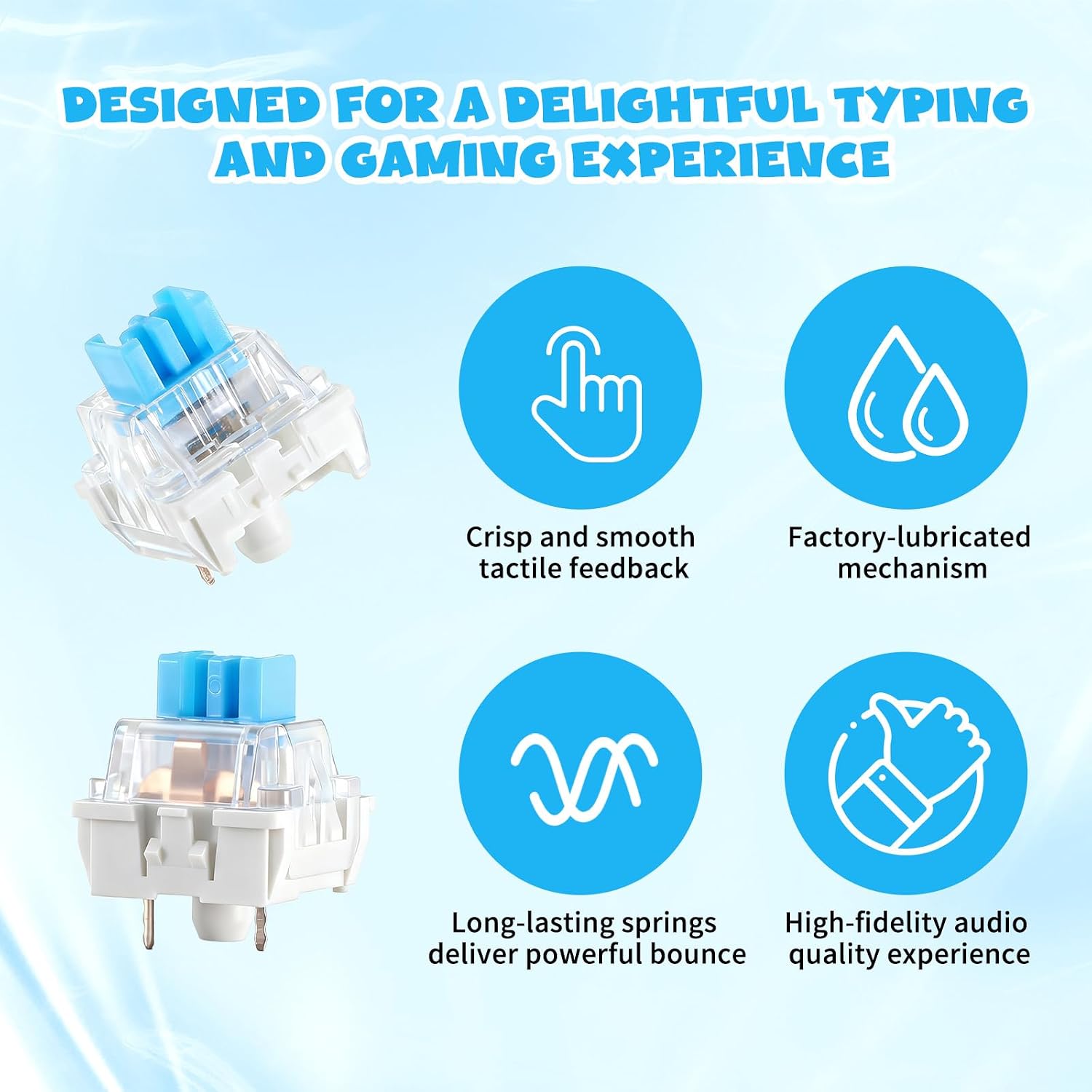 Keyboard Switches, 50 Pcs 3 PIN Blue Keyboard Clicker for 3D Prints 5