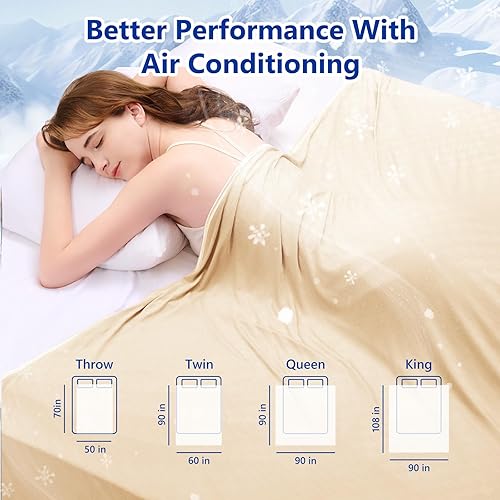 Miniatura 7 de Temerk Arc-Chill Q-Max - Manta refrescante de verano para climas cálidos, mantiene el cuerpo fresco para sudores nocturnos, manta de sofá suave y