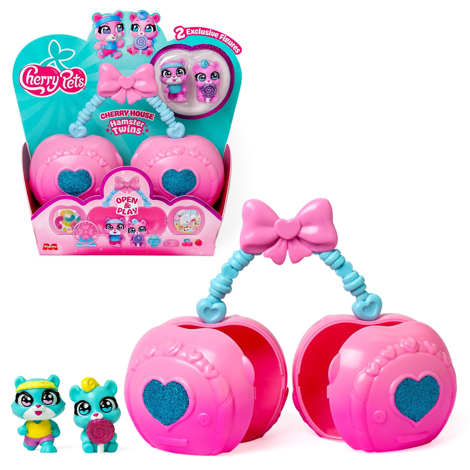 Cherry Pets – Cherry House Hamster Twins. Casita en Forma de Cereza: Incluye 1 Cherry House, 2 Gemelos exclusivos y 5 Accesorios