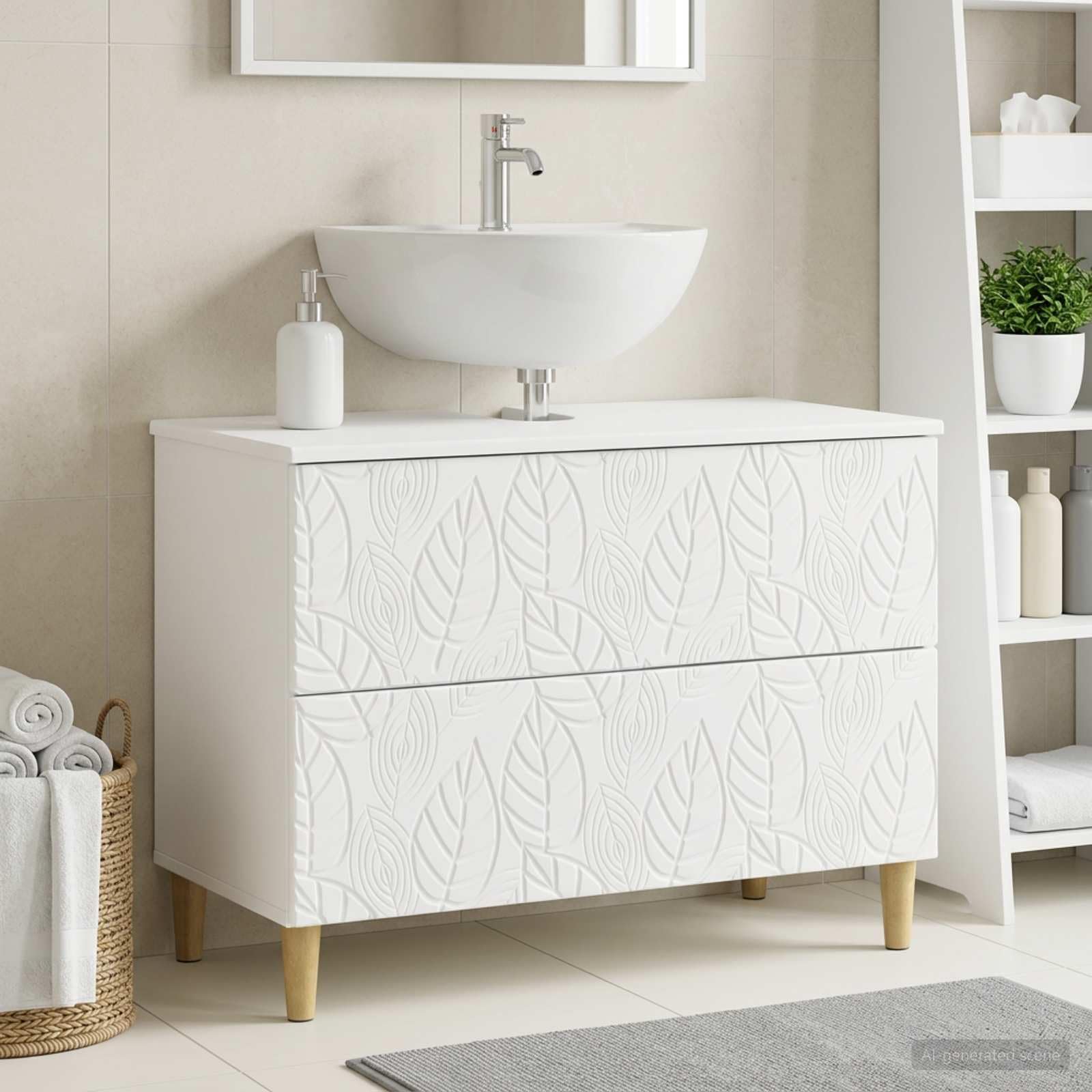 Szafka pod umywalkę Delft biała 82 x 41 x 59 cm materiał