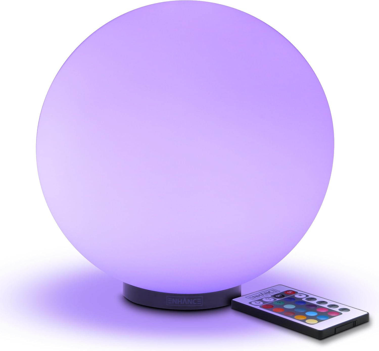 ENHANCE LED Dimmable Lamp - Premium Glass Color Changing Light with Remote Control - 7.9 inch Night Light Lamp, 4 Lighting Modes, Battery Power, or AC Adapter - Perfect for Children and Adults