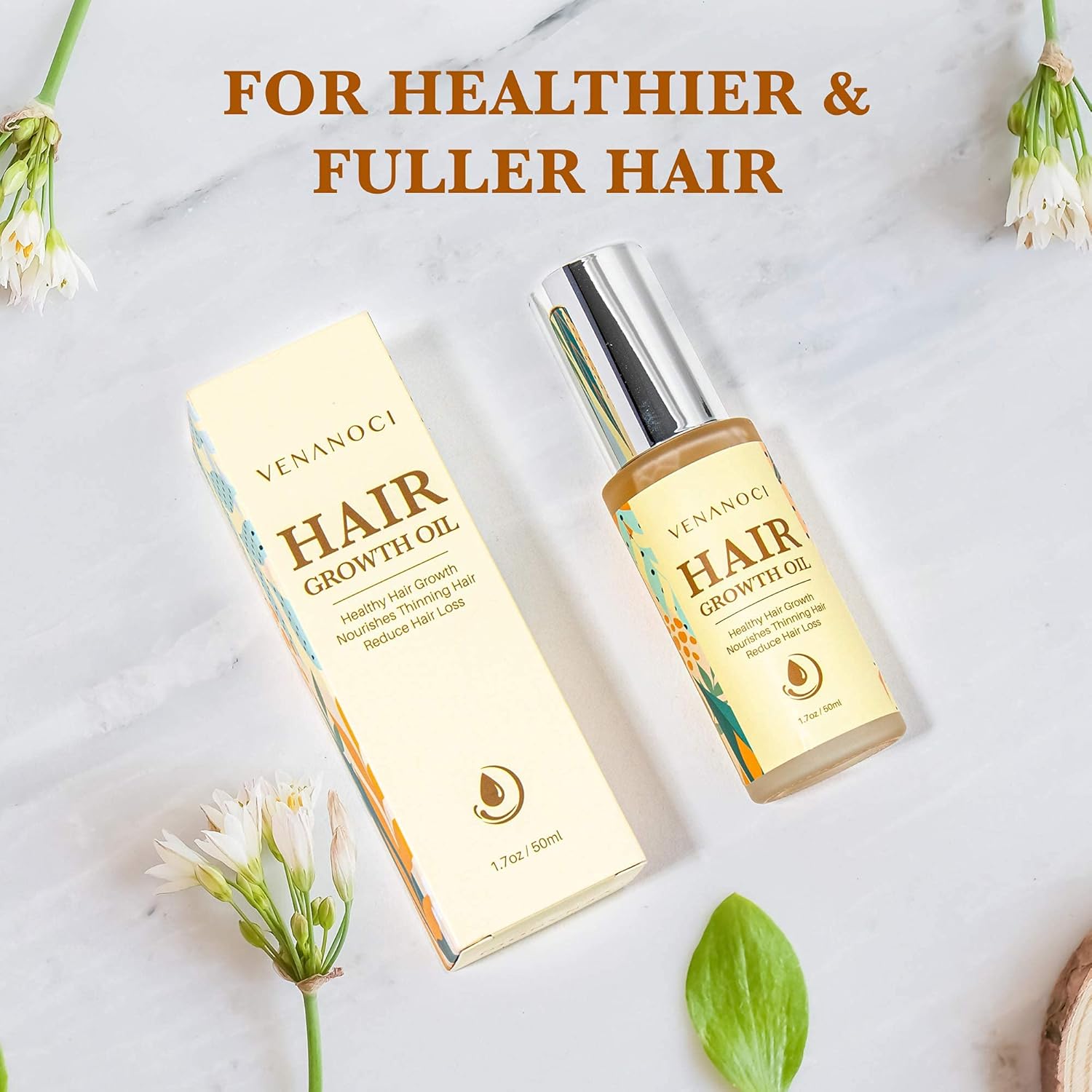 Venanoci Hair Growth Oil - Effective For Hair Growth, Hair Loss Liquid, Hair Growth Formula, Hair Care Serum, For Thicker & Healthier Hair, Reduces Hair Shedding & Thinning : Beauty & Personal Care
