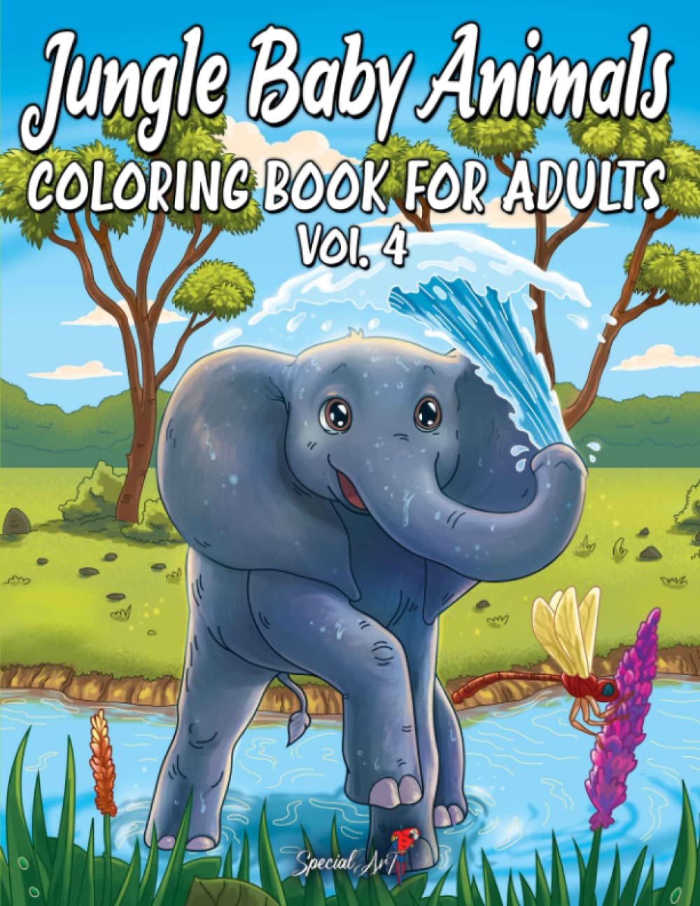 Jungle Baby Animals: An Amazing Adult Coloring Book with a collection of Beautiful and Unique Pages of Cute Jungle Animals
