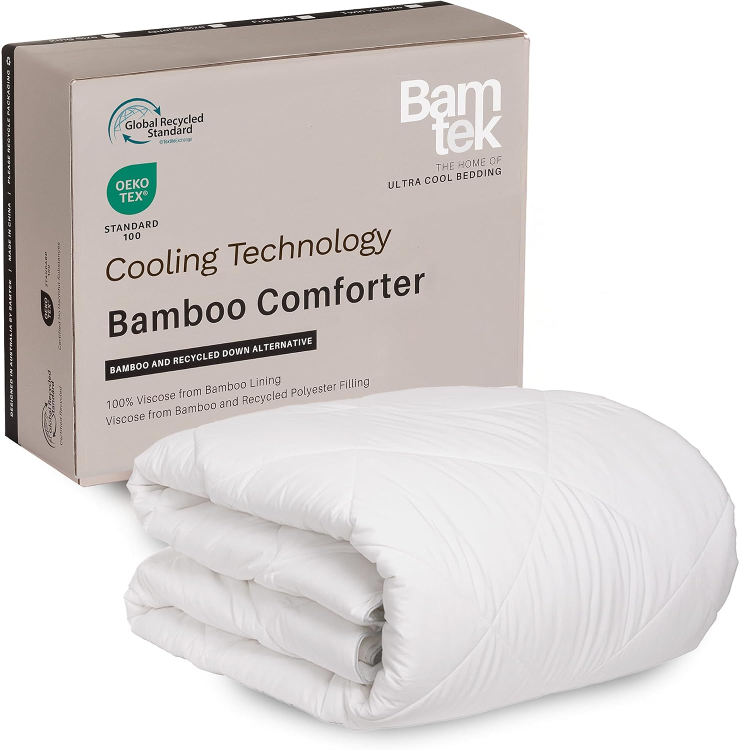 100% Viscose Derived from Bamboo Comforter, Cooling Comforter, Duvet Insert, Breathable, Extra Fluffy, Lightweight Comforters, Queen Size