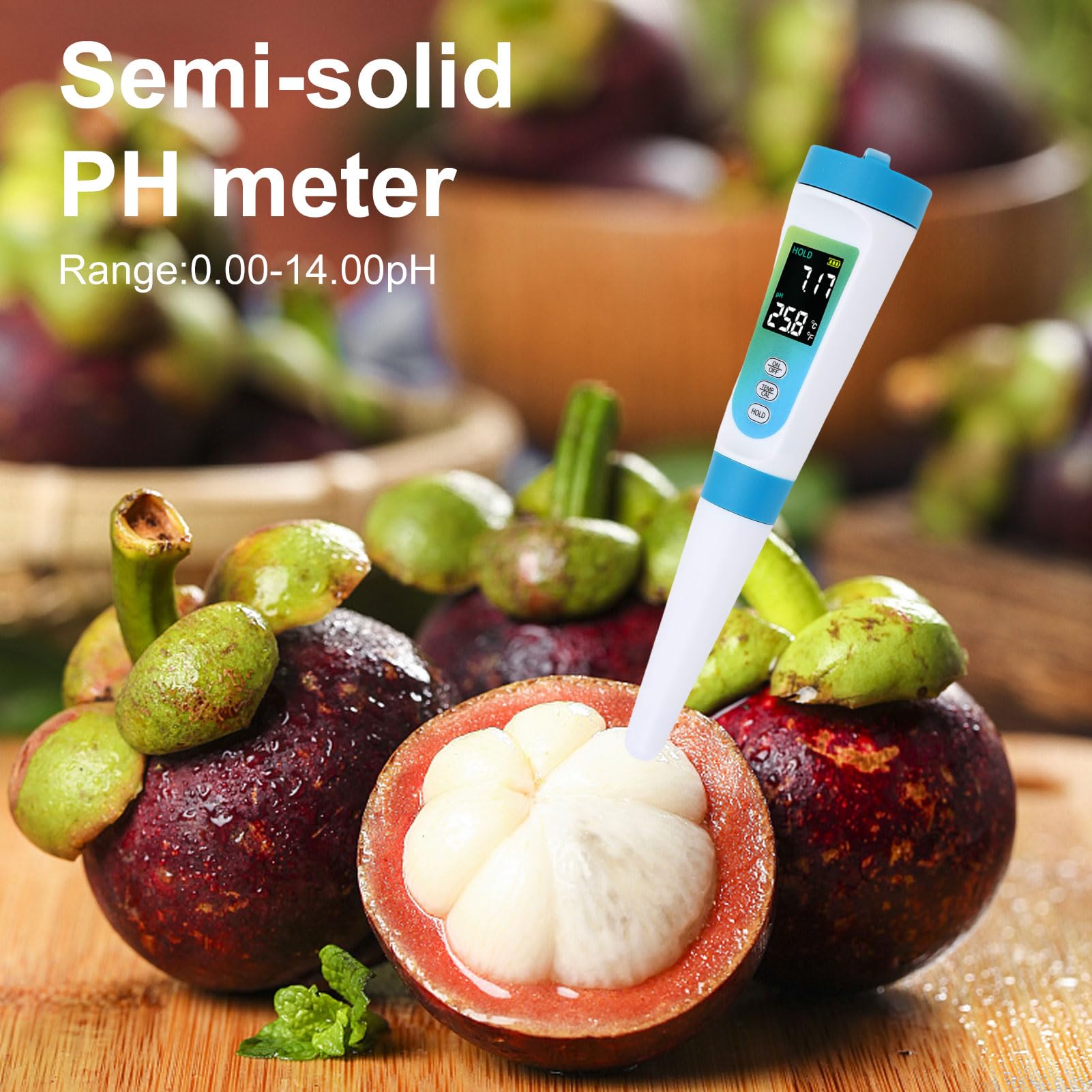 Bewinner Medidor de Ph Digital para Alimentos, Lápiz de Tester de Ph de Alta Precisión de 0.01 con ATC, para Pan de Masa Fermentada, Queso, Carne, Salchichas, Vino, Cerveza, Pruebas de