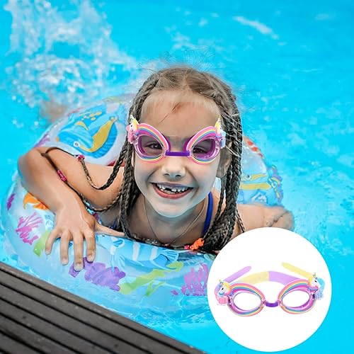 Miniatura 6 de PRETYZOOM Gafas de natación antivaho para niños, bonito diseño de unicornio con correa ajustable, ajuste cómodo de silicona, perfecto para niños