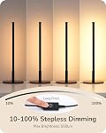 EDISHINE LED Table Lamp, Minimalist Bedside Lamp with 3 Dimmable Color Temperature, Touch Controller, Corner Light for Bedroom Nightstand, Living Room, Gift, Reading, Metal Finish, Black, 6W