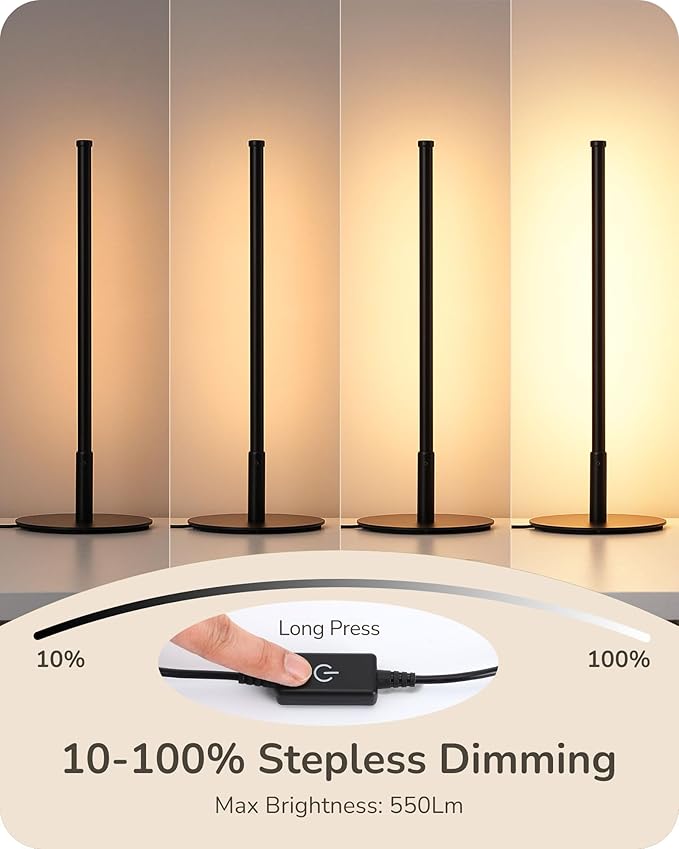 Set de 2 Lámparas de Mesa LED EDISHINE, Dimmable, 3 Temperaturas de Color, Negro miniatura 4