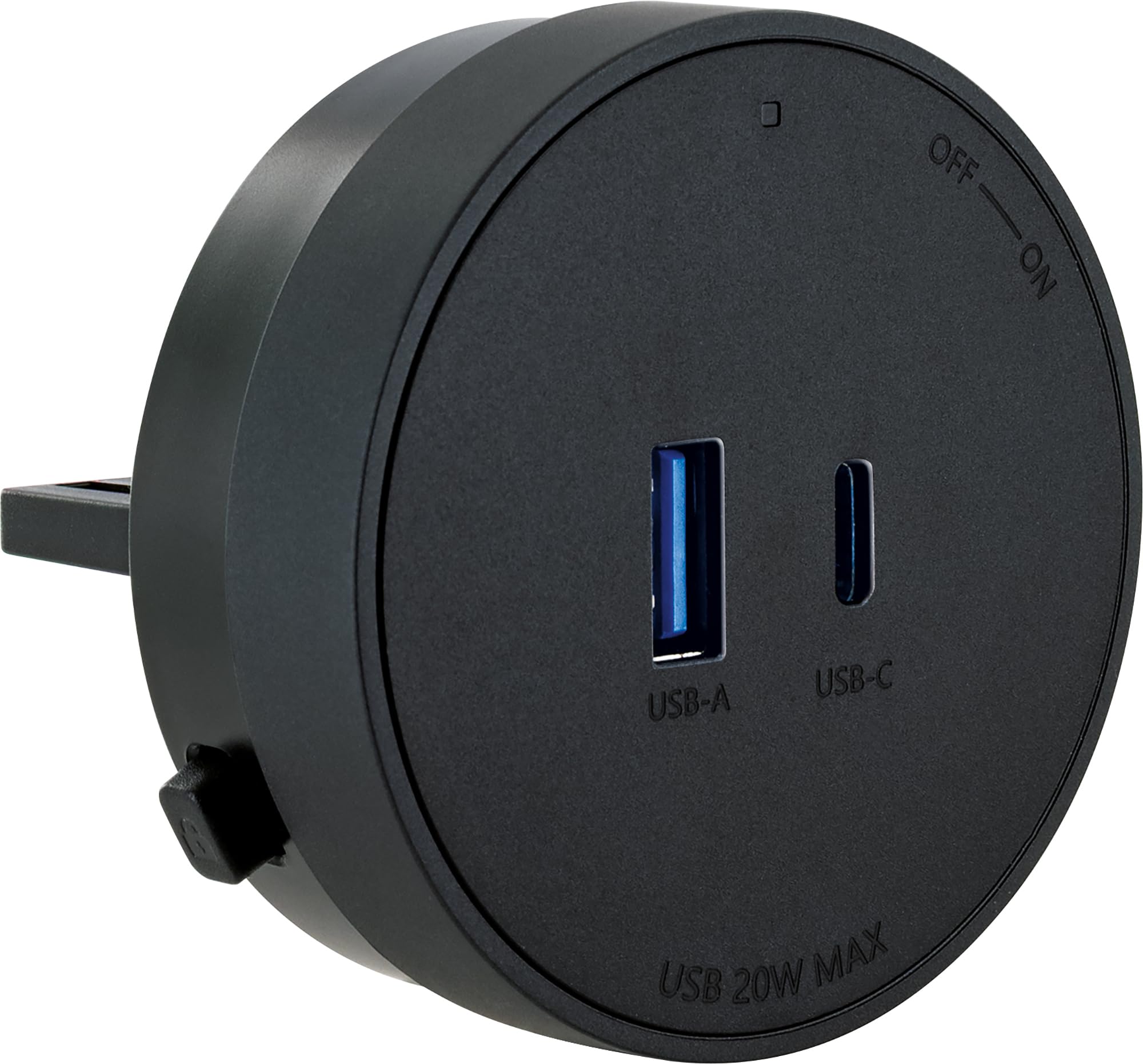 SCHWAIGER Adaptador de enchufe para barra de módulos eléctricos, enchufe doméstico, adaptador USB para sistema de carga USB Click & Twist 680 W/20 W, certificado VDE Ø 62 mm, montaje sin