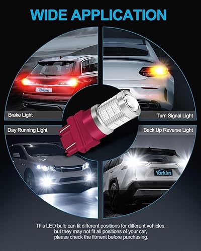 Miniatura 23 de Yorkim Bombilla LED 1157 roja 1157 bombilla de freno LED 2357 bombilla LED 2057 luces LED rojas 7528 BAY15D lámpara de repuesto para luces de freno