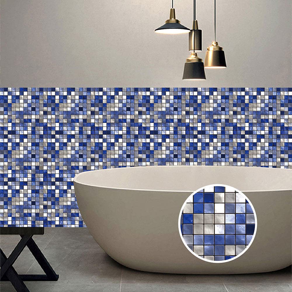 Piastrelle Adesive Cucina Blu Cielo Retrò – 10 Pezzi 20x20 Cm – PVC Impermeabile – Facili Da Applicare – Effetto Mattonella