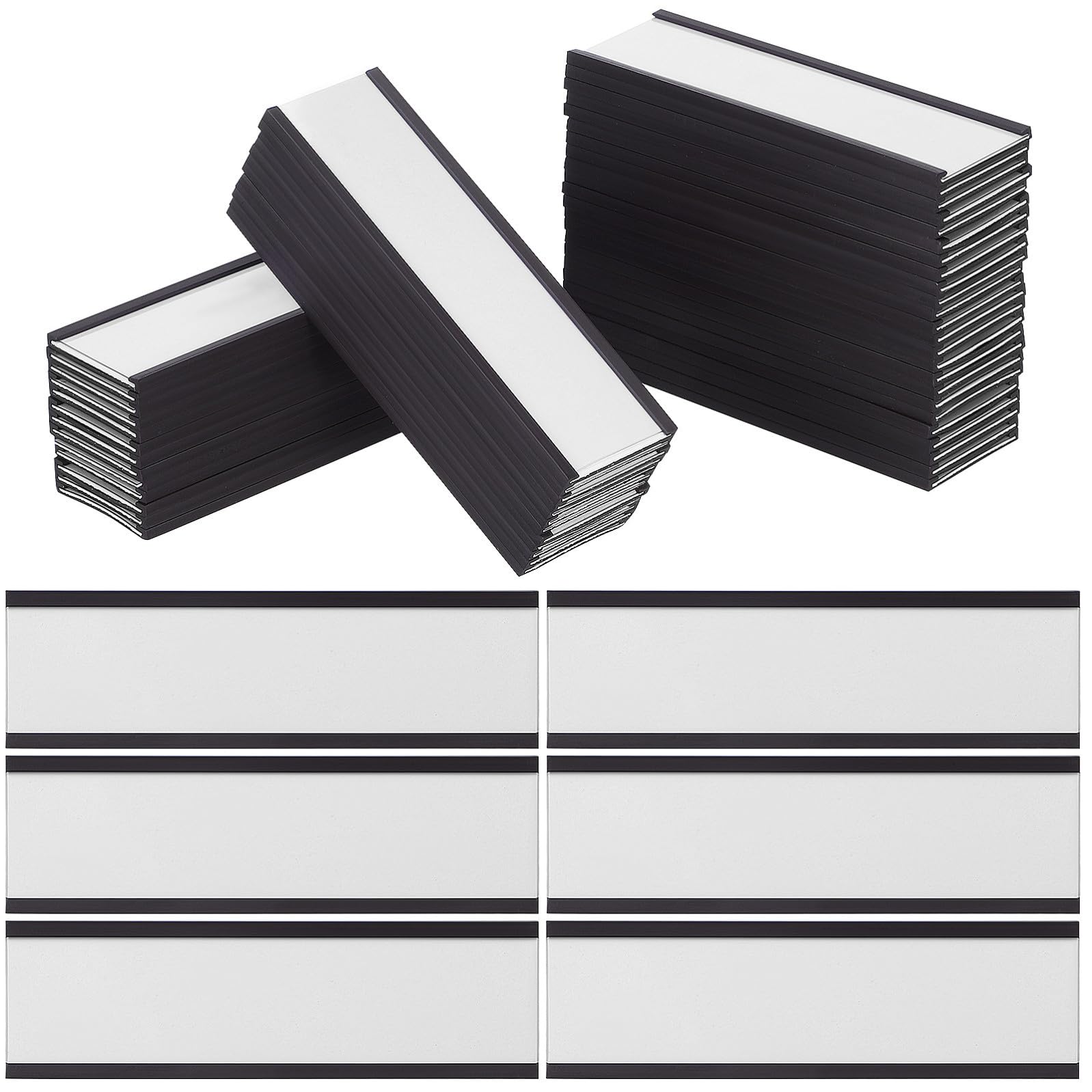 50 Pezzi Porta Etichette Magnetiche Clip in Carta e Magnete in Gomma, Supporto per Cartellini da Magazzino Design Magnetico per Scaffali e Uffici
