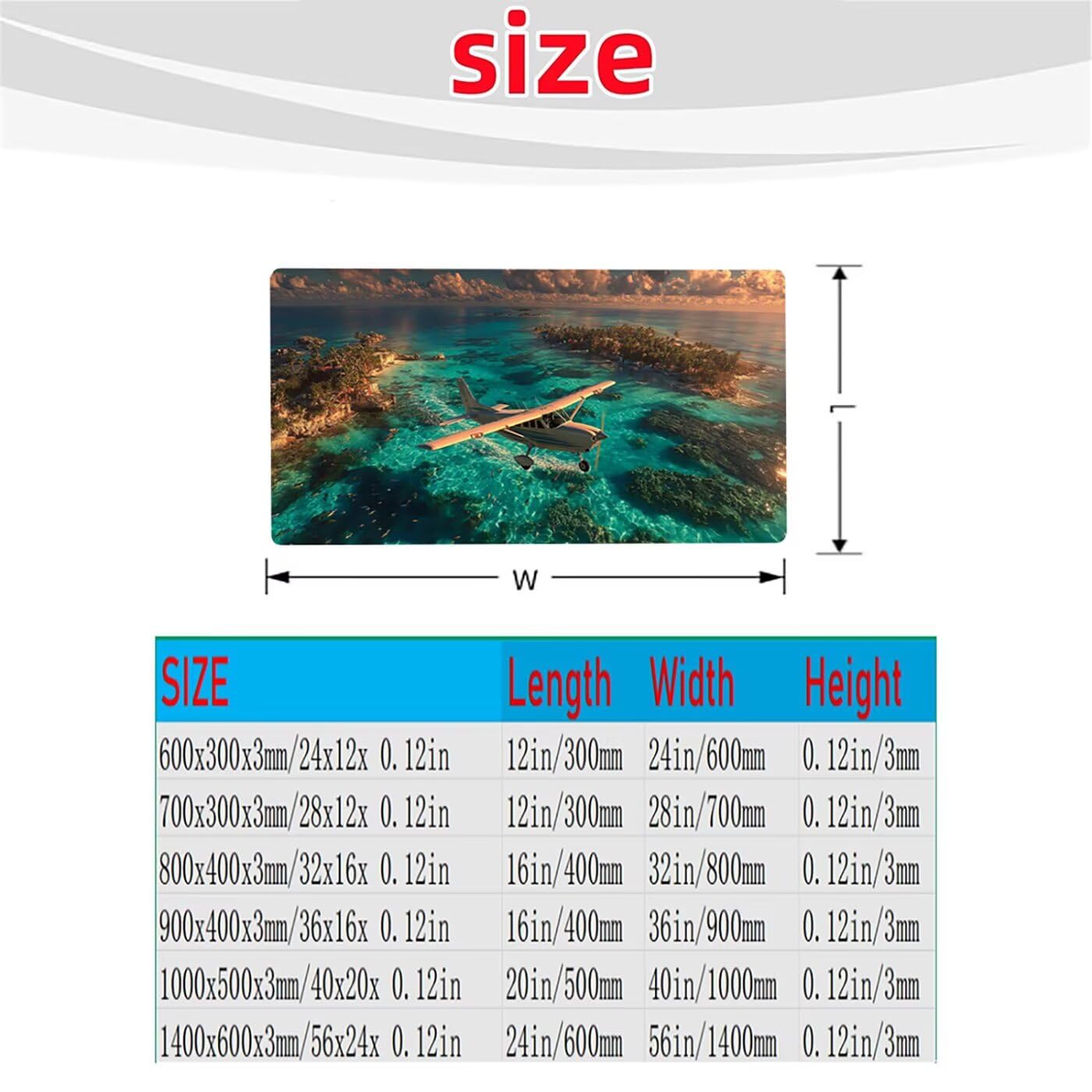 Aereo Tappetino Mouse xxl 140x60x0.3cm Impermeabile Tappetino Mouse Gaming Mousepad Mare Base in Gomma Antiscivolo Bordi Cuciti Resistenti All'abrasione Mousepad per Scrivania Gaming Laptop Model-7253