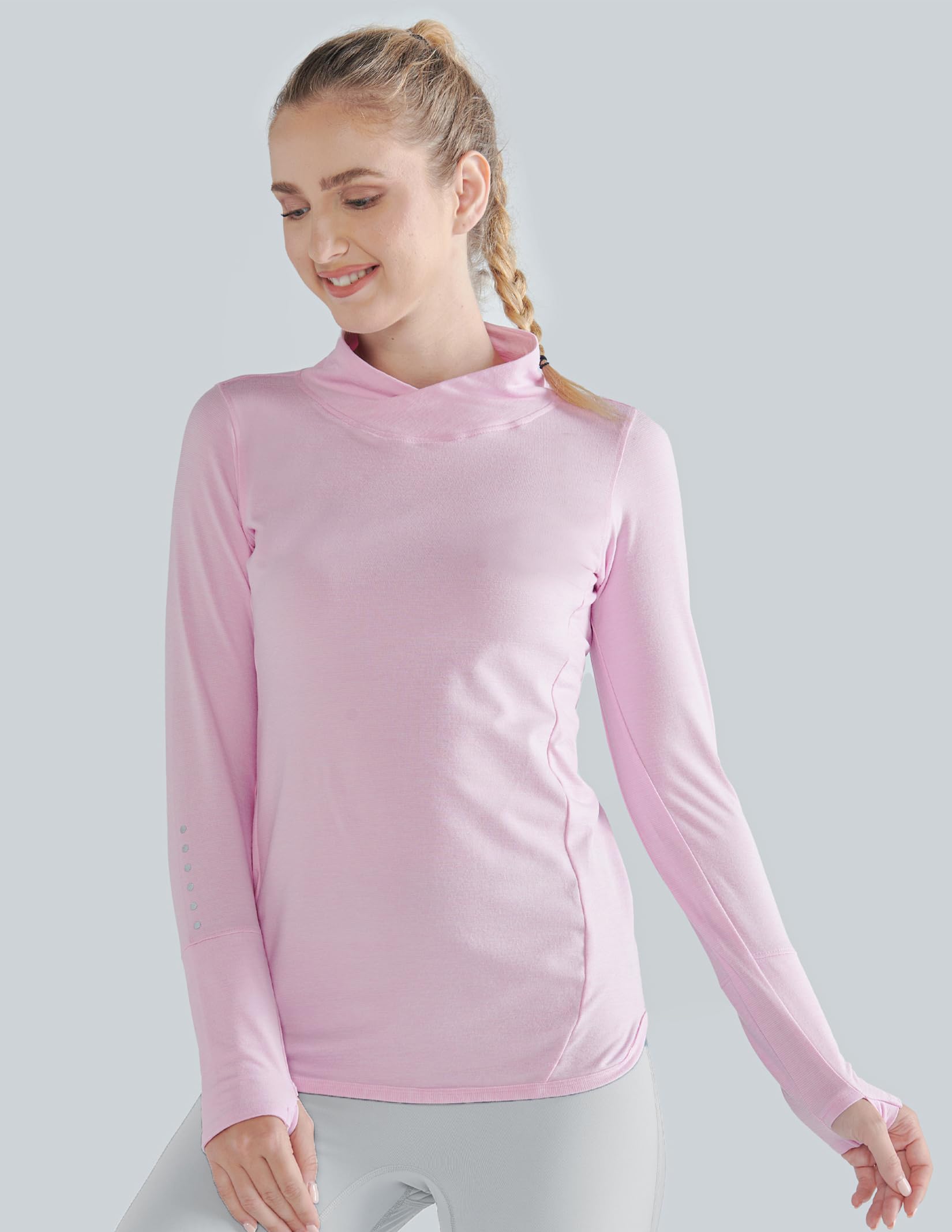 Paquete de 3 camisetas térmicas de forro polar para mujer, manga larga, cuello alto, para correr, entrenamiento, clima frío