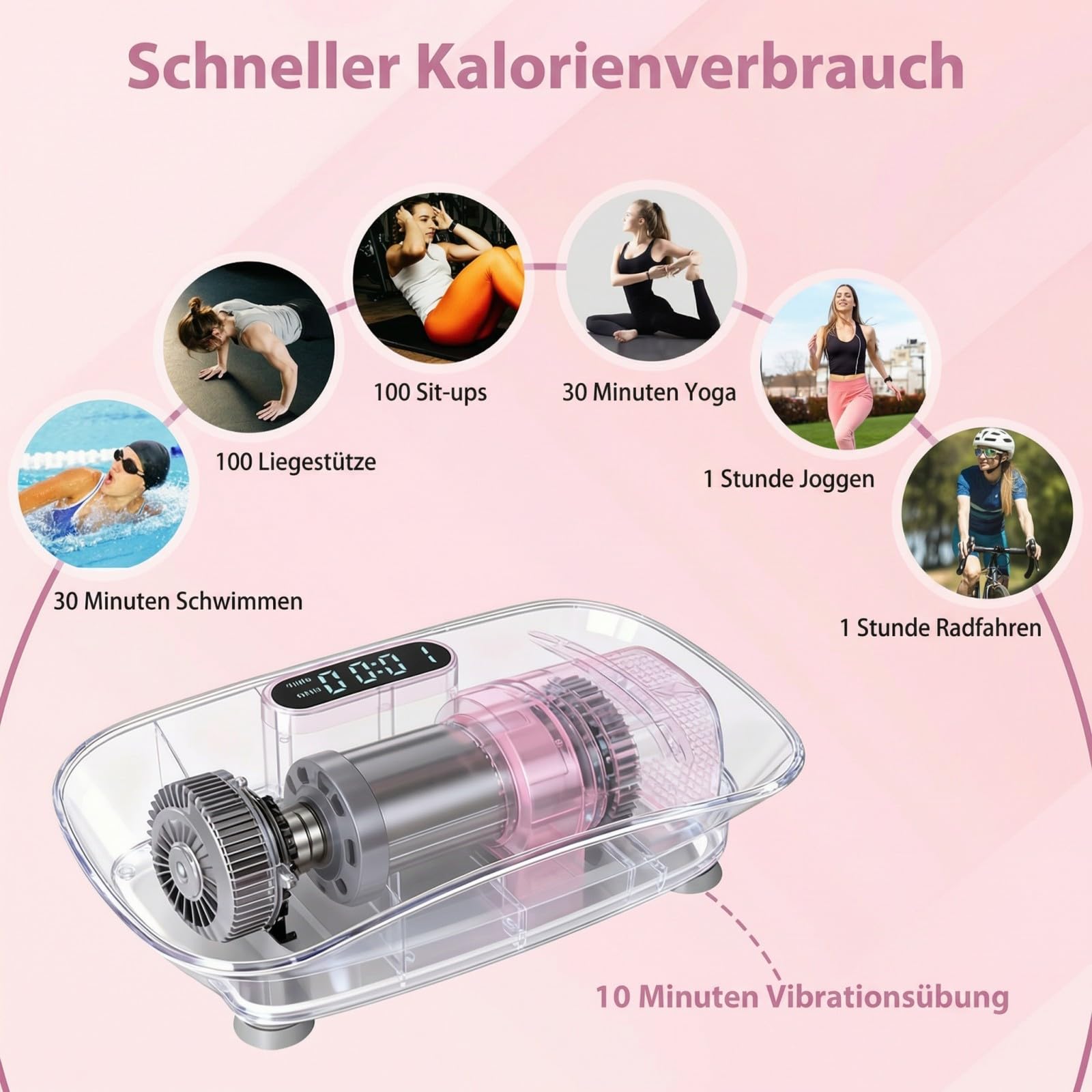 GYMAX Vibrationsplatte, Rüttelplatte Sport für Zuhause mit 10 Schüttelmodi, LED-Display & Fernbedienung, Leise & Kompakte, Vibrationsboard für Körperformung & Entspannung