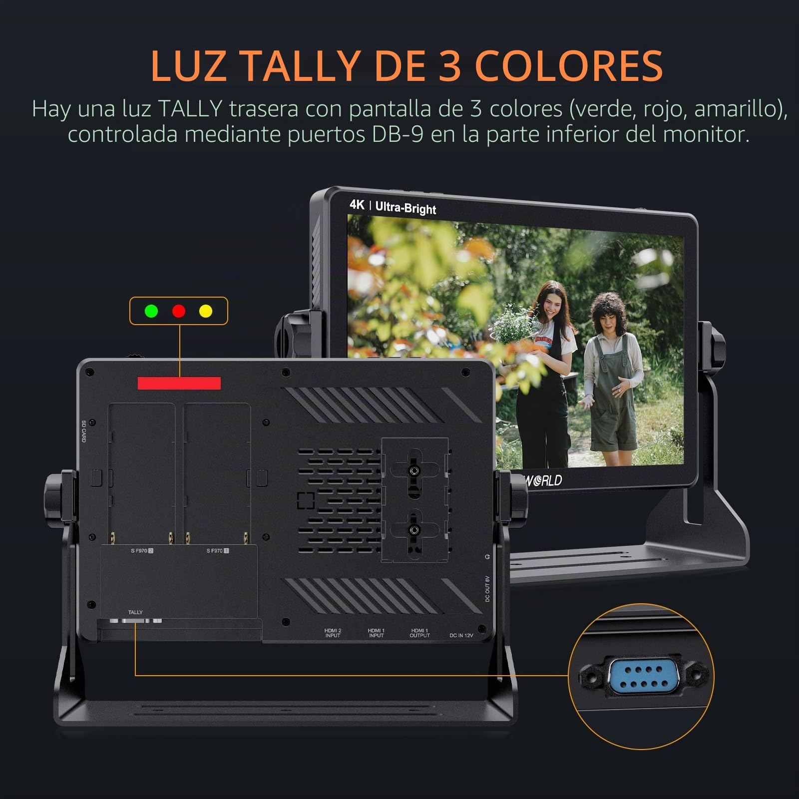FEELWORLD LUT11H - Monitor DSLR de campo ultrabrillante de 10.1 pulgadas de 2000 nits, con pantalla táctil, forma de onda, LUT F970, kit de instalación y alimentación, salida de entrada HDMI