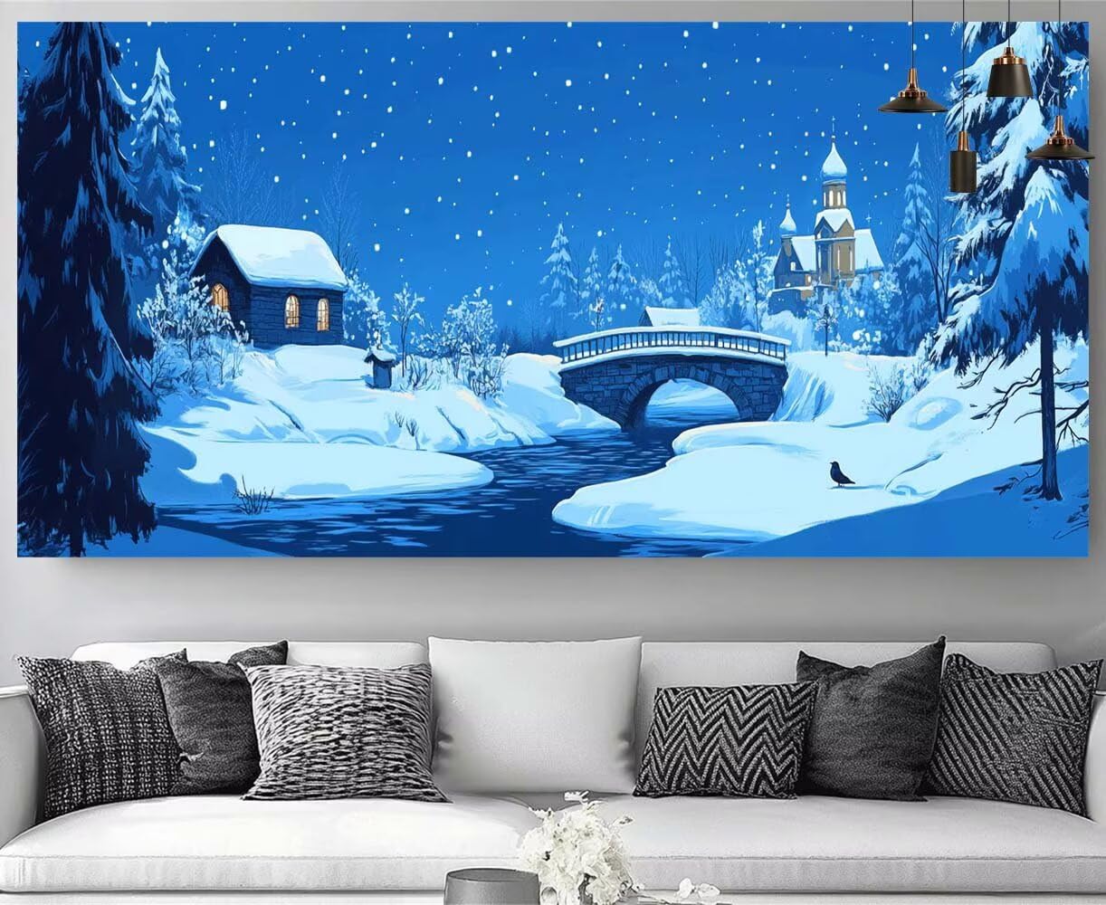 Diamond Painting Paysage de Neige 30x90cm - Kit Complet Broderie Diamant 5D - 8