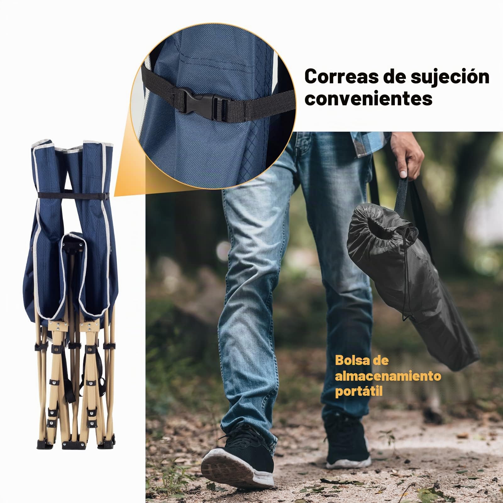 OVERMONT Cama Plegable Camping Plegable - Camas de Campamento Portátil para Adultos Dormir - con Bolsillo Lateral Bolsa de Transporte para Camping Playa Exterior Viajes - 120 kg 190x71CM