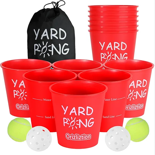 Orizliztion Giant Yard Pong Outdoor Game for Adults and Family,Giant Yard Toss Game,Throwing Game for Beach, Camping, Lawn and Backyard-12 Premiun Buckets & Balls, Portable Durable Carry Bag
