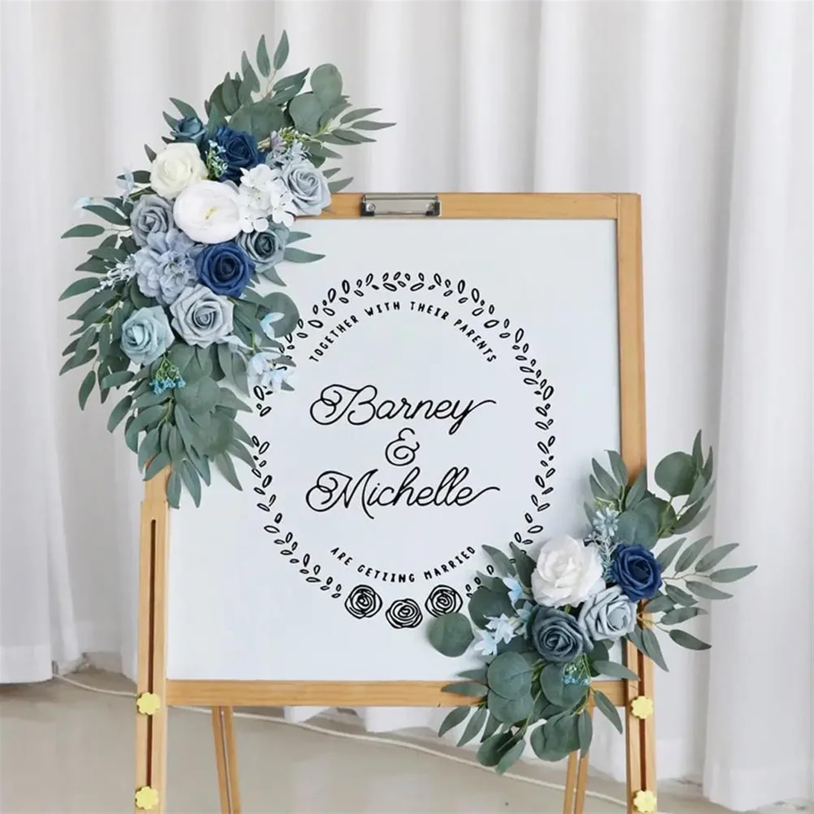 künstlicher Hochzeitsbogen Blumen Kit Hochzeits-Willkommensschild Künstliche Rosen-Blumengirlande for Waldhochzeitsbogen-Blumen-Landhintergrund-Dekore(E)