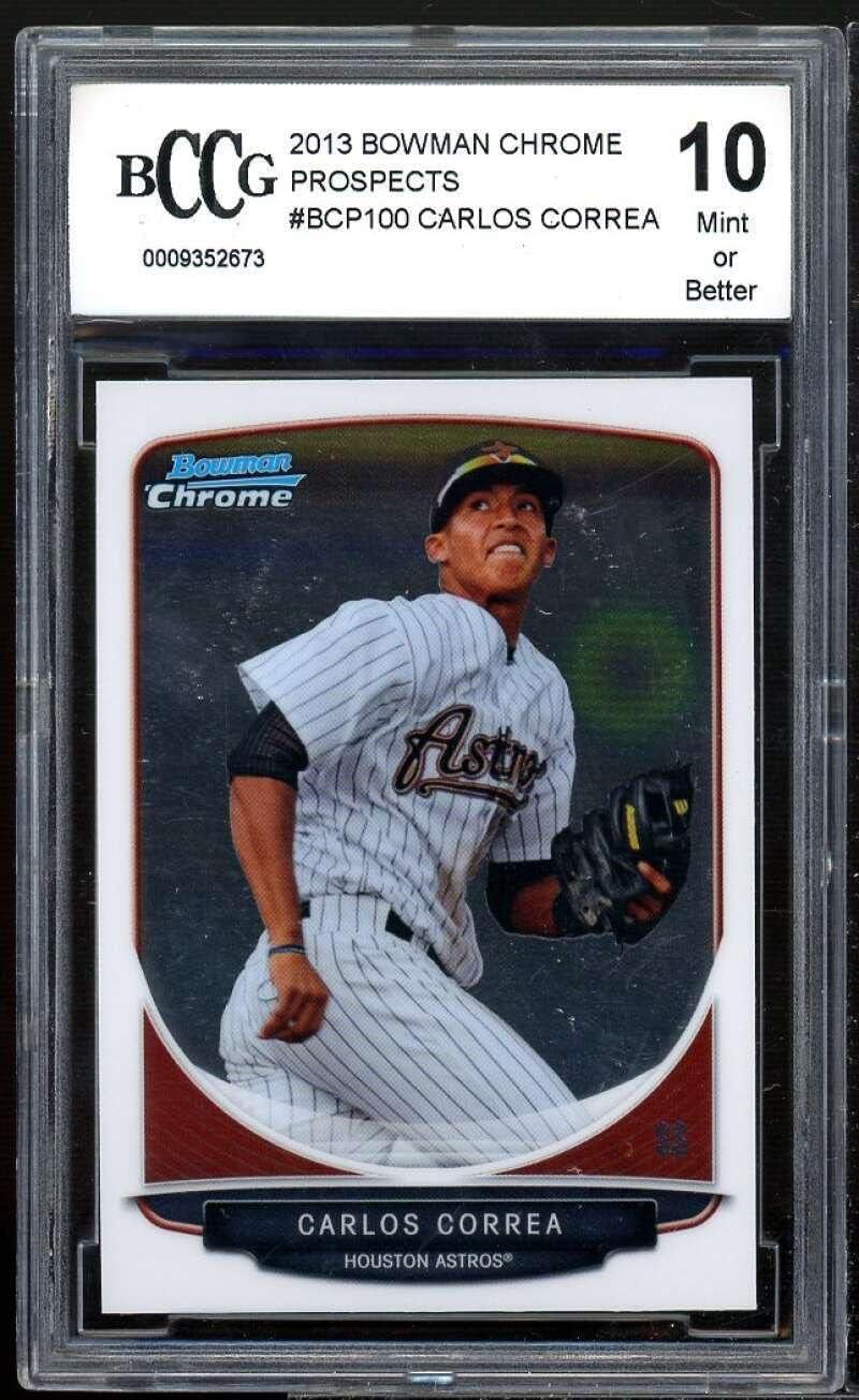 Carlos Correa Rookie Card 2013 Bowman Chrome Prospects #BCP100 BGS BCCG 10 - Baseball Slabbed Rookie Cards