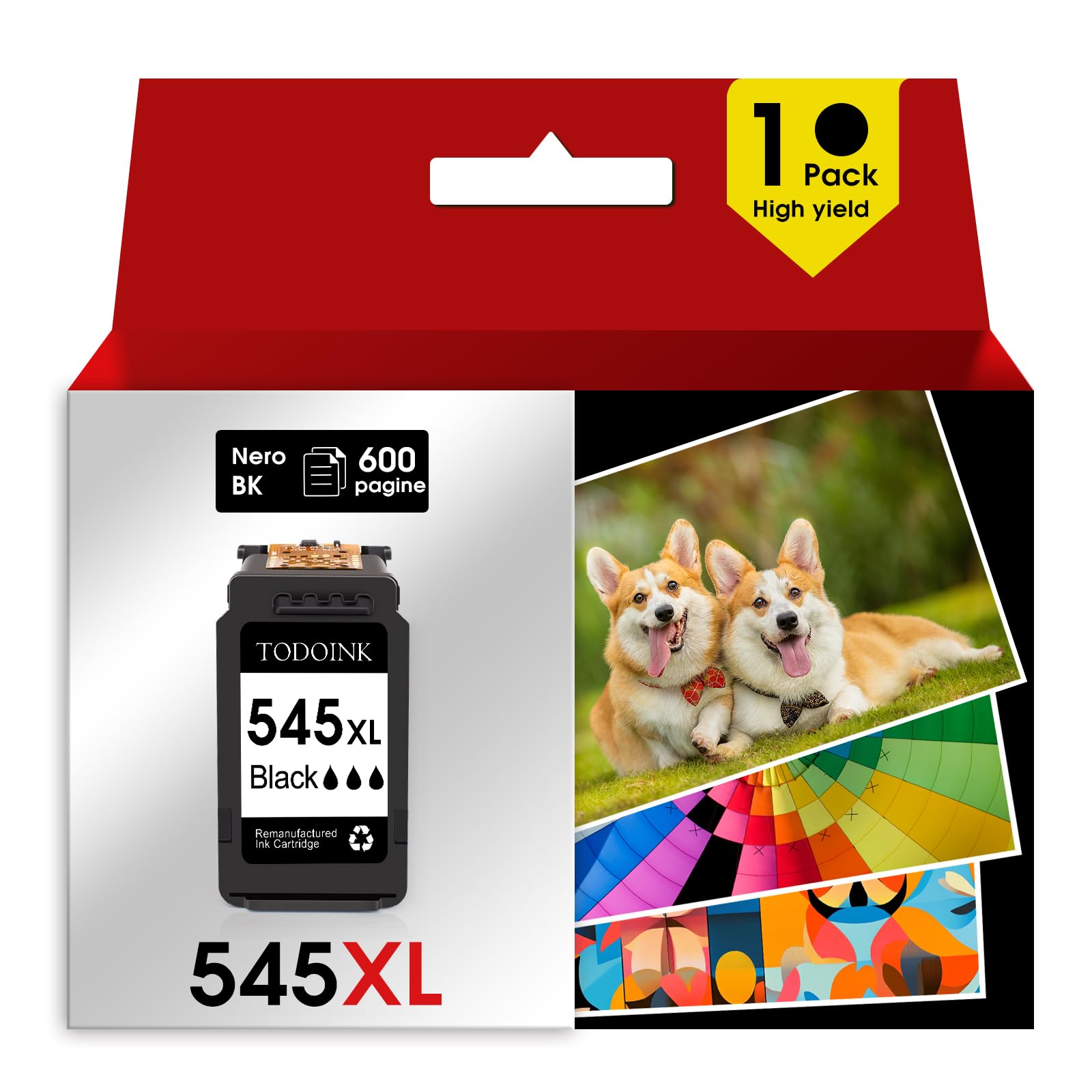 TODOINK 545XL Cartucce Cartucce d'inchiostro Sostituzione per Canon 545 XL PG 545 PG-545 XL Multipack per MX490 MX495 MG2550s MG2550 TS3150 TS3151 TS3350 TR4550 TR4551 (1 Nero)