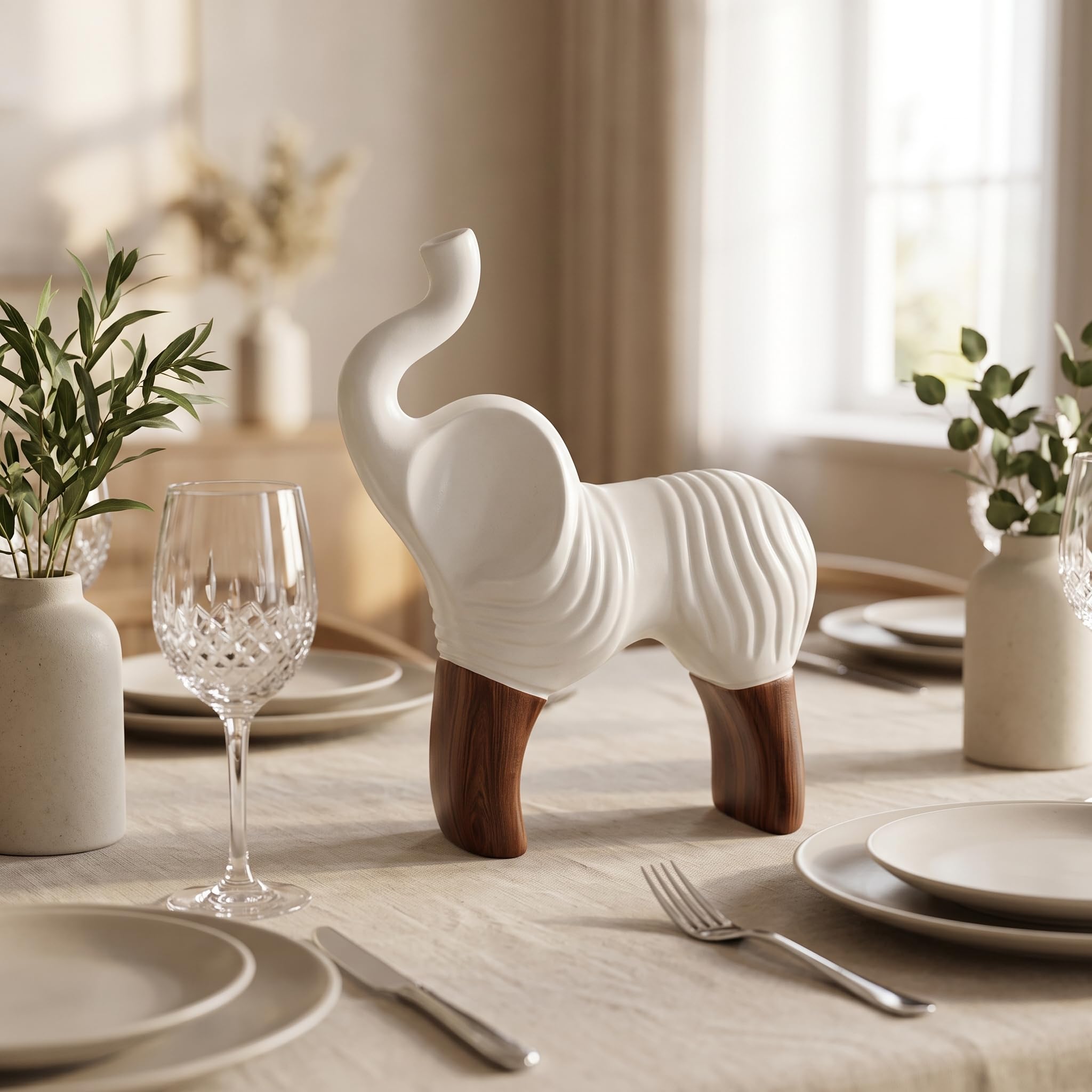 XINXUAN Estatua de elefante blanco para decoración del hogar, escultura