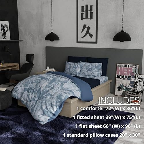 Miniatura 3 de Franco - Collectibles - Ropa de cama de My Hero Academia - Juego de 5 piezas con edredón y sábanas supersuaves - Matrimonial (producto con licencia