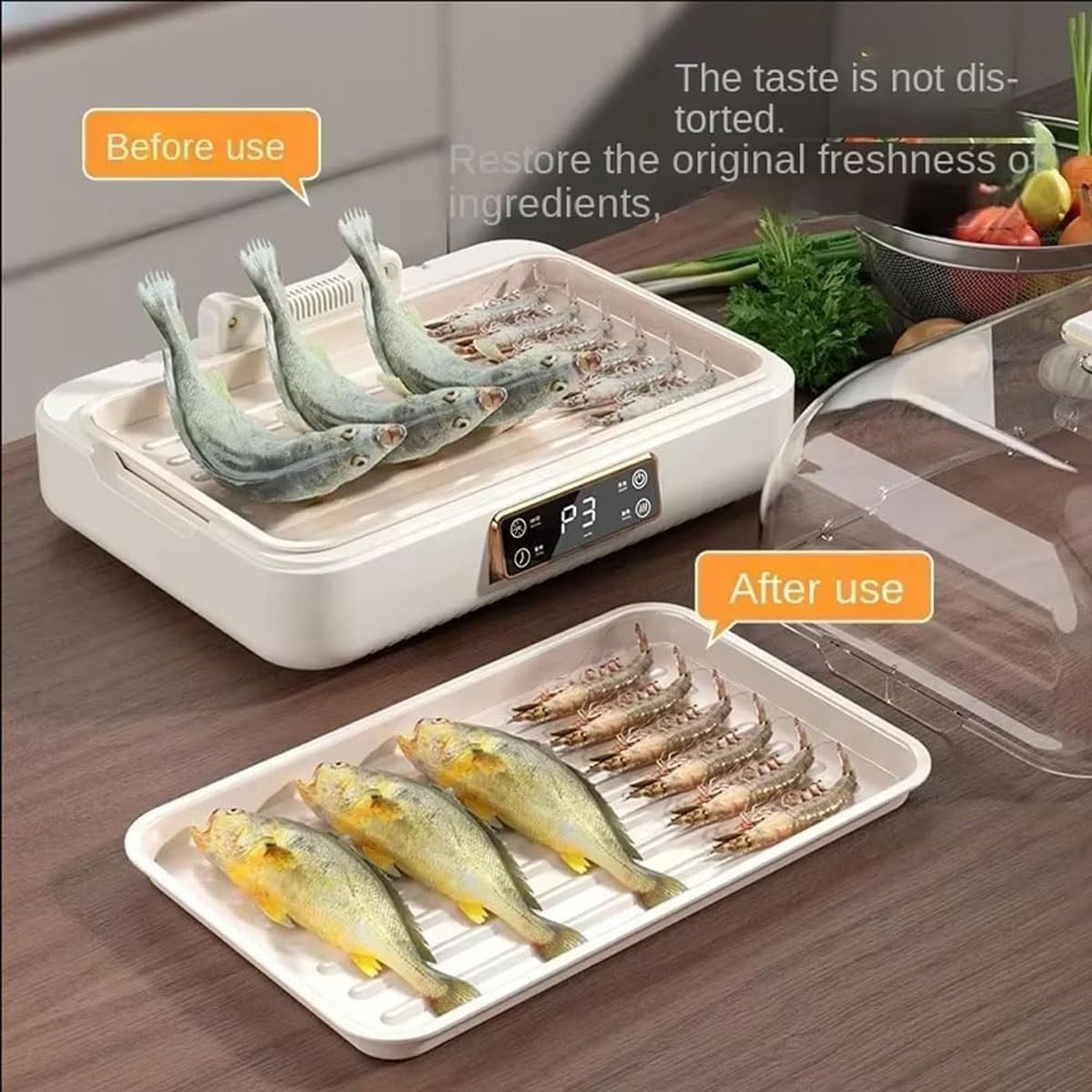 Tagliere elettrico per scongelare la carne da 8 litri, con regolazione a 3 velocità, ciclo di calore a 360°, temperatura costante per scongelare rapidamente gli alimenti surgelati a casa